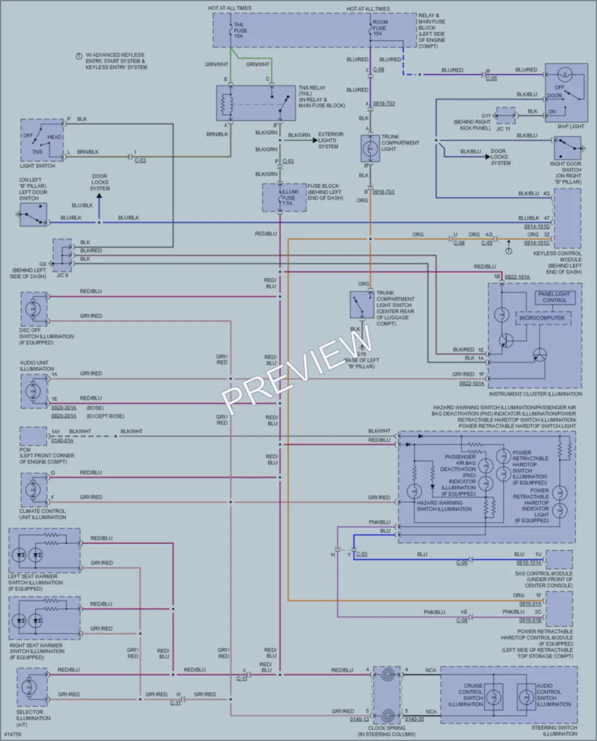 2015 Mazda MX5Miata Interior Lights wiring diagram preview