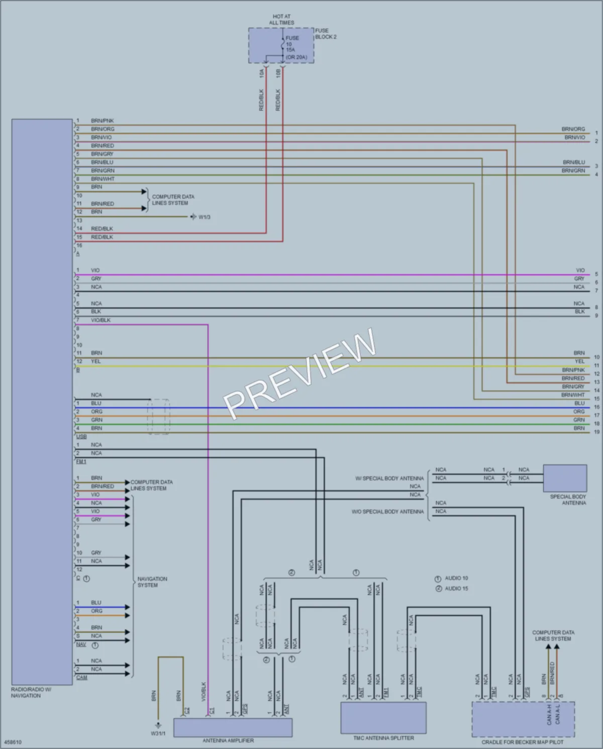 2015 MercedesBenz 2500Sprinter Radio wiring diagram preview