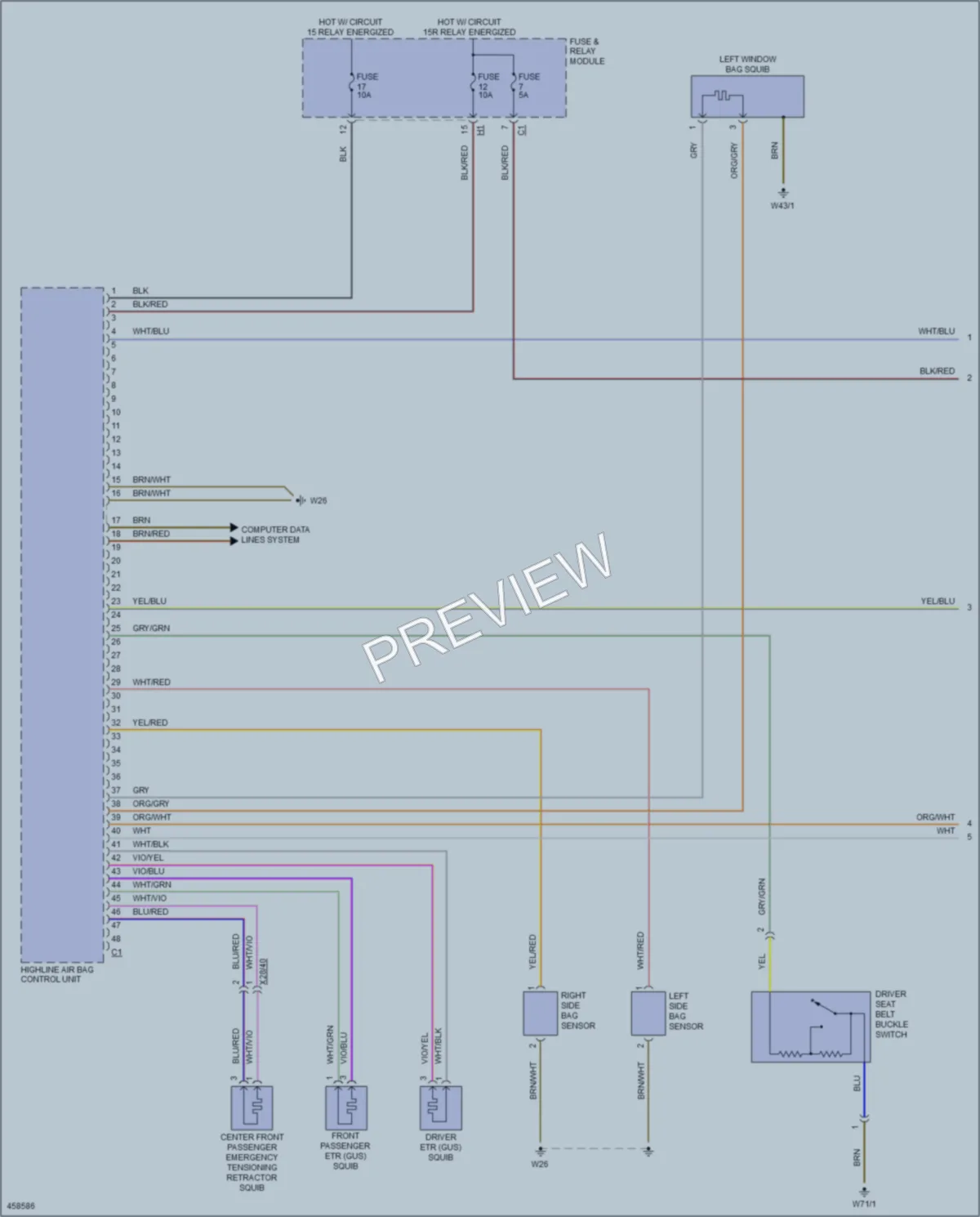 2015 MercedesBenz 2500Sprinter Supplemental Restraints wiring diagram preview