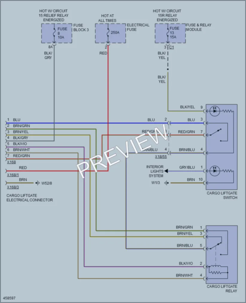 2015 MercedesBenz 2500Sprinter Trunk Tailgate Fuel Door wiring diagram preview