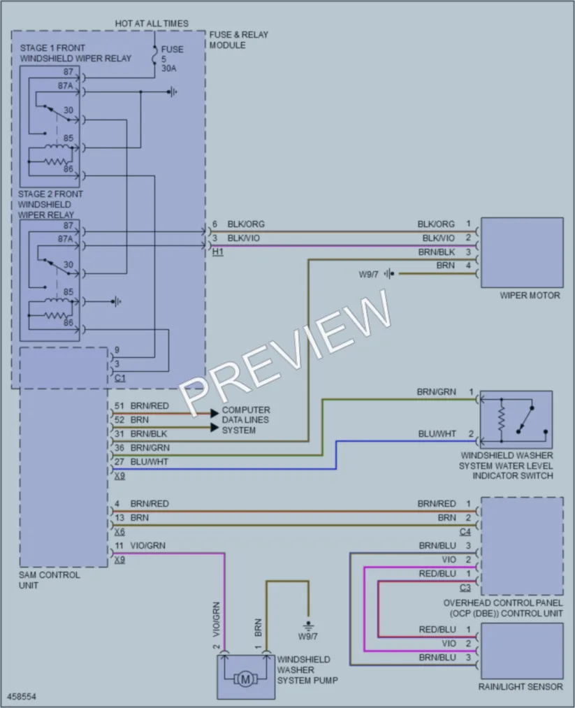 2015 MercedesBenz 2500Sprinter Wiper Washer wiring diagram preview