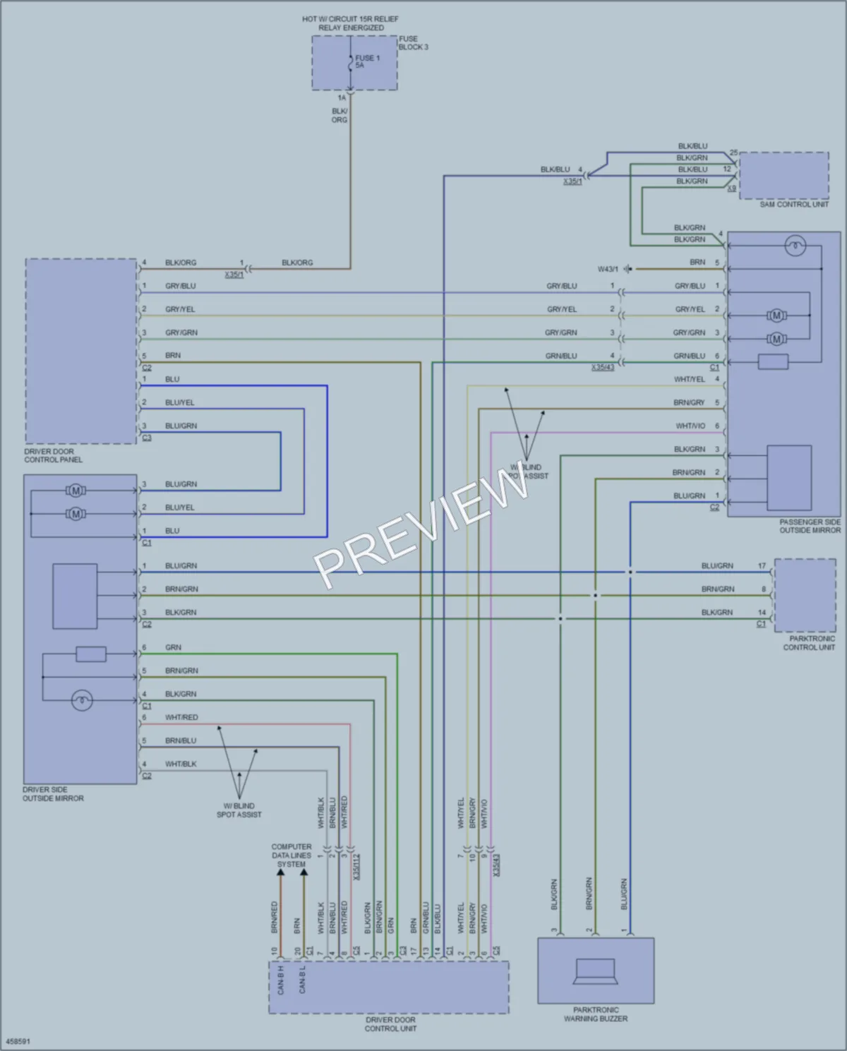 2015 MercedesBenz 3500Sprinter Power Mirrors wiring diagram preview