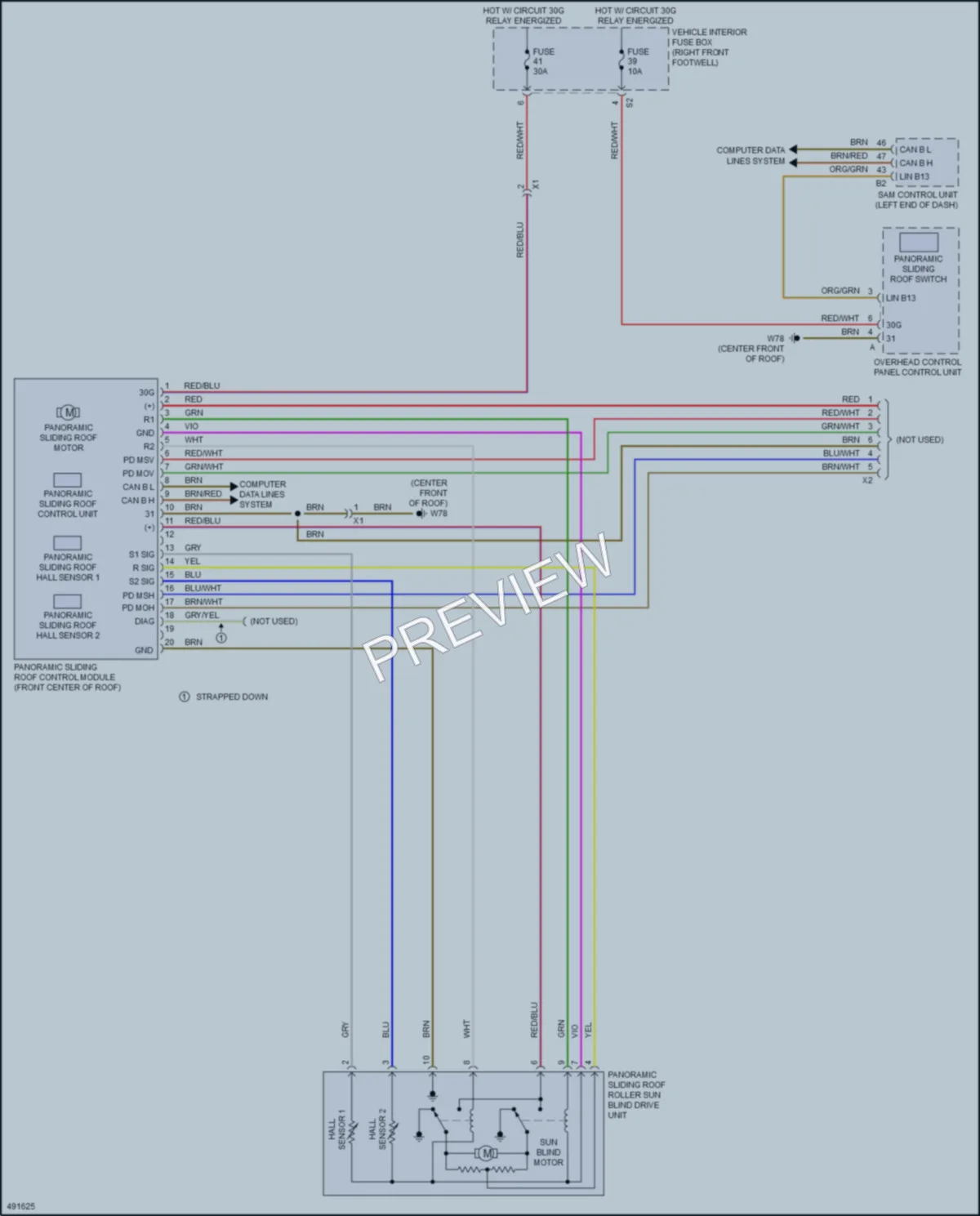 2015 MercedesBenz BElectricDrive Power Top Sunroof wiring diagram preview