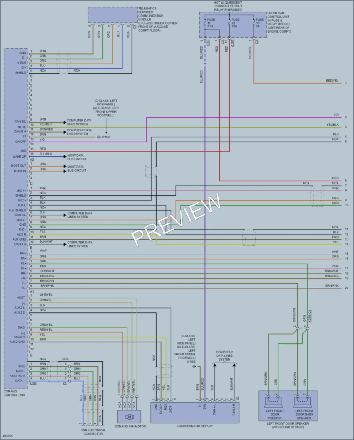 2015 MercedesBenz C250 Radio wiring diagram preview