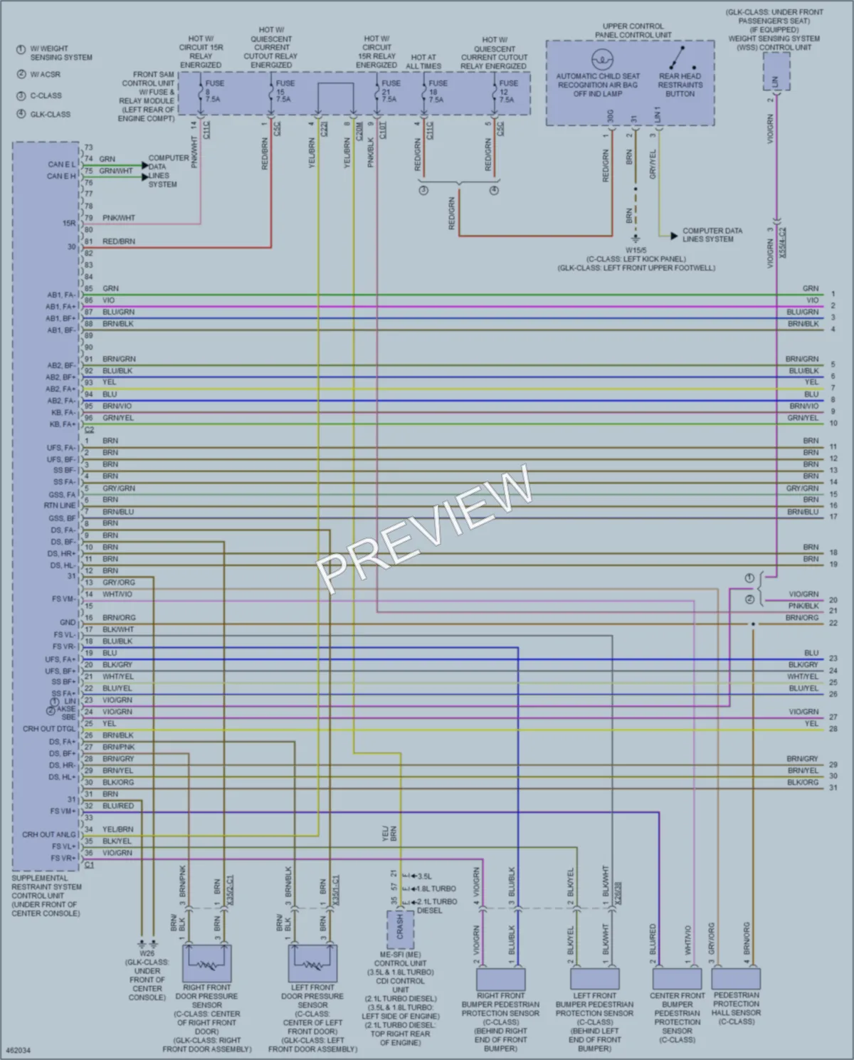 2015 MercedesBenz C250 Supplemental Restraints wiring diagram preview