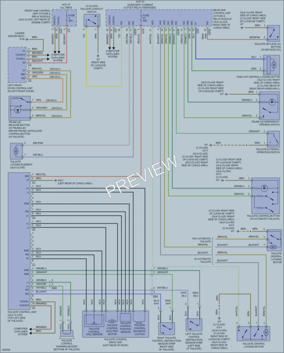 2015 MercedesBenz C250 Trunk Tailgate Fuel Door wiring diagram preview