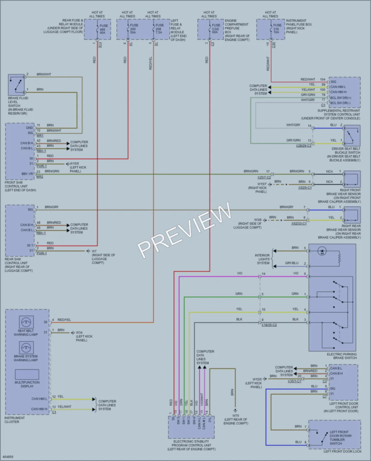 2015 MercedesBenz C300 Warning Systems wiring diagram preview