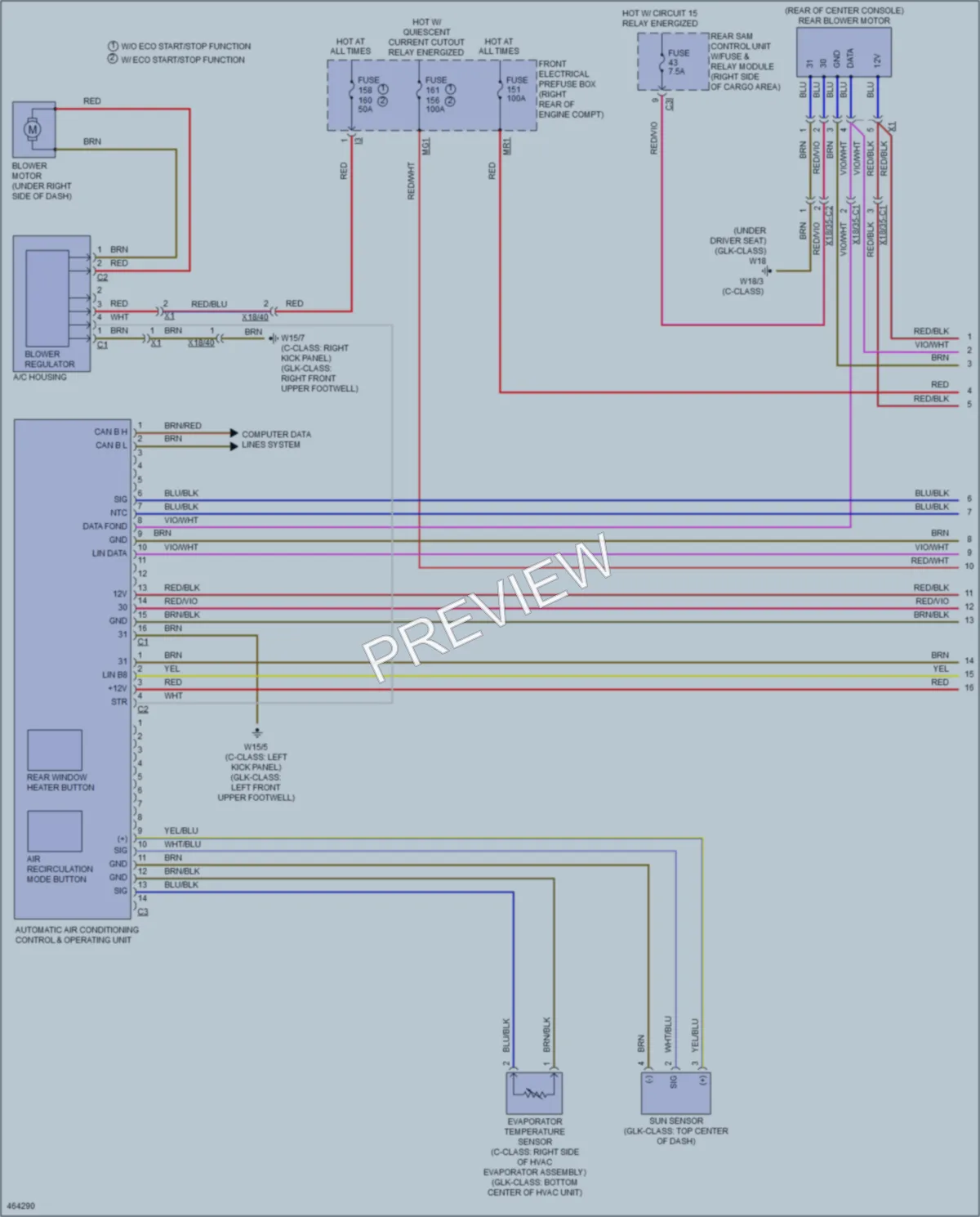 2015 MercedesBenz C350 Air Conditioning wiring diagram preview