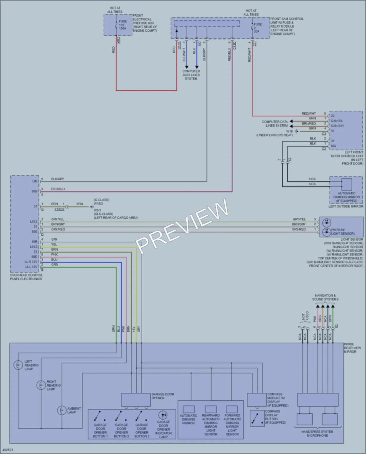 2015 MercedesBenz C350 Power Mirrors wiring diagram preview