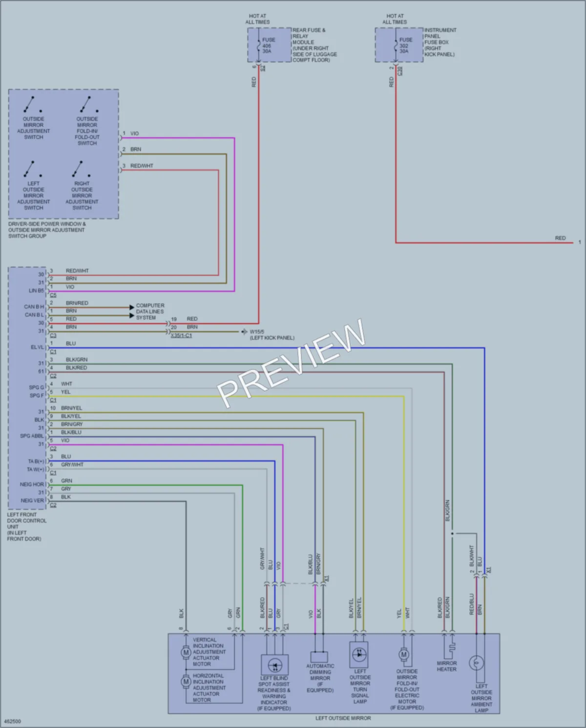 2015 MercedesBenz C400 Power Mirrors wiring diagram preview