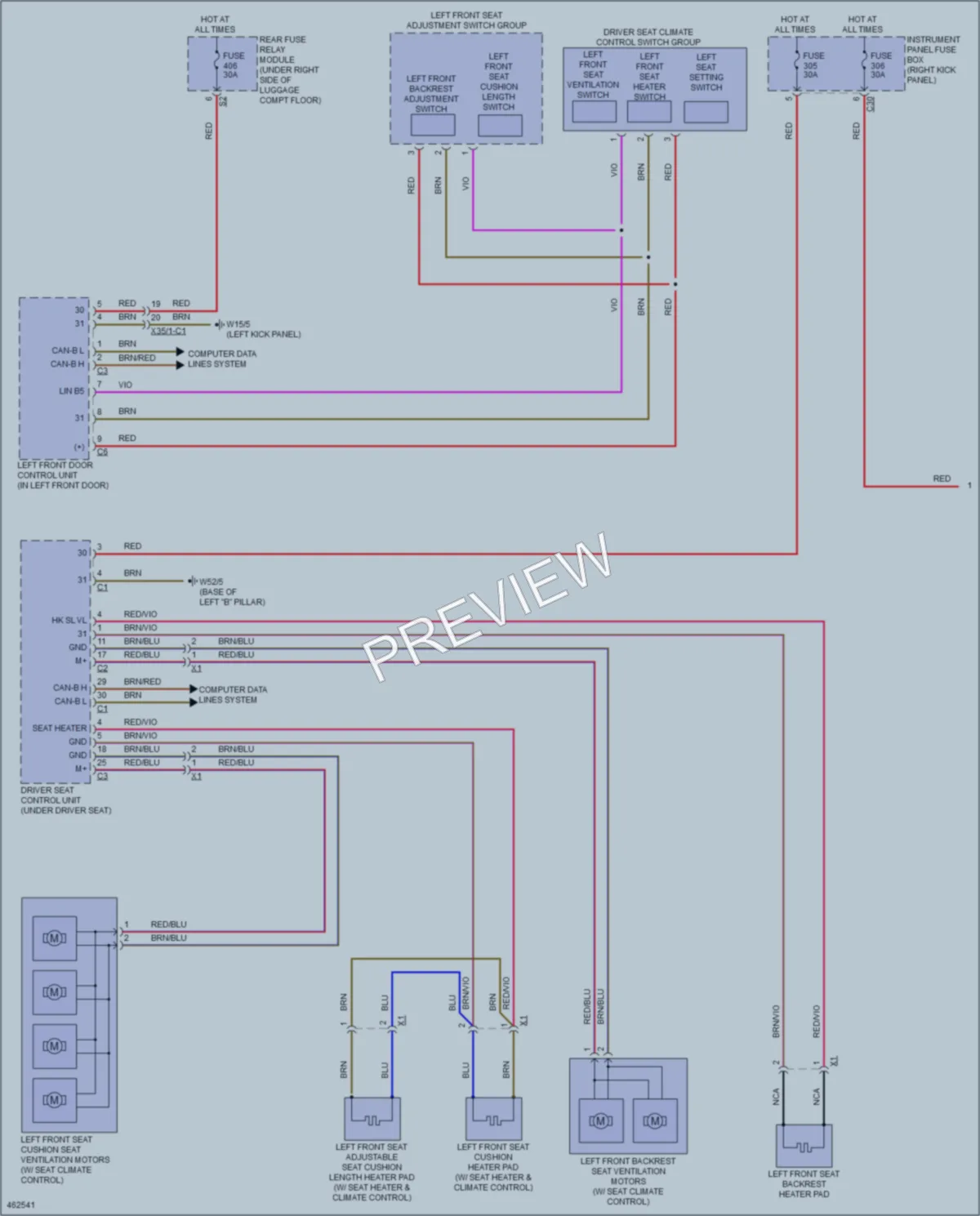 2015 MercedesBenz C400 Power Seats wiring diagram preview