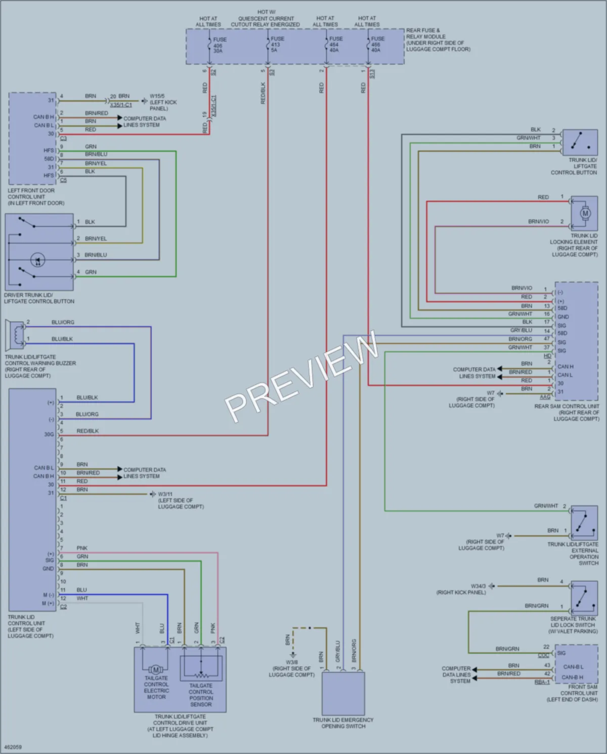 2015 MercedesBenz C400 Trunk Tailgate Fuel Door wiring diagram preview