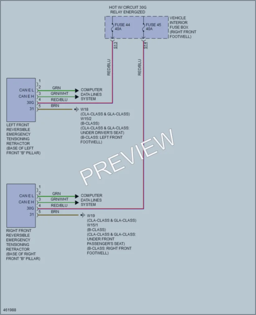 2015 MercedesBenz CLA250 Supplemental Restraints wiring diagram preview
