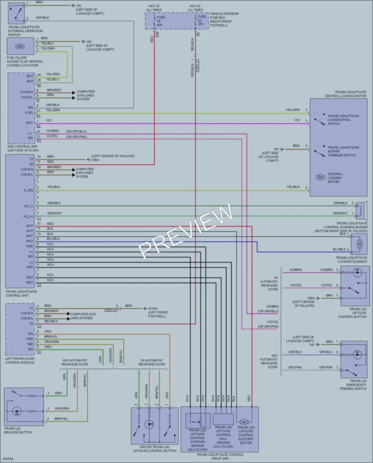 2015 MercedesBenz CLA250 Trunk Tailgate Fuel Door wiring diagram preview