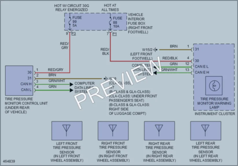 2015 MercedesBenz CLA250 Warning Systems wiring diagram preview