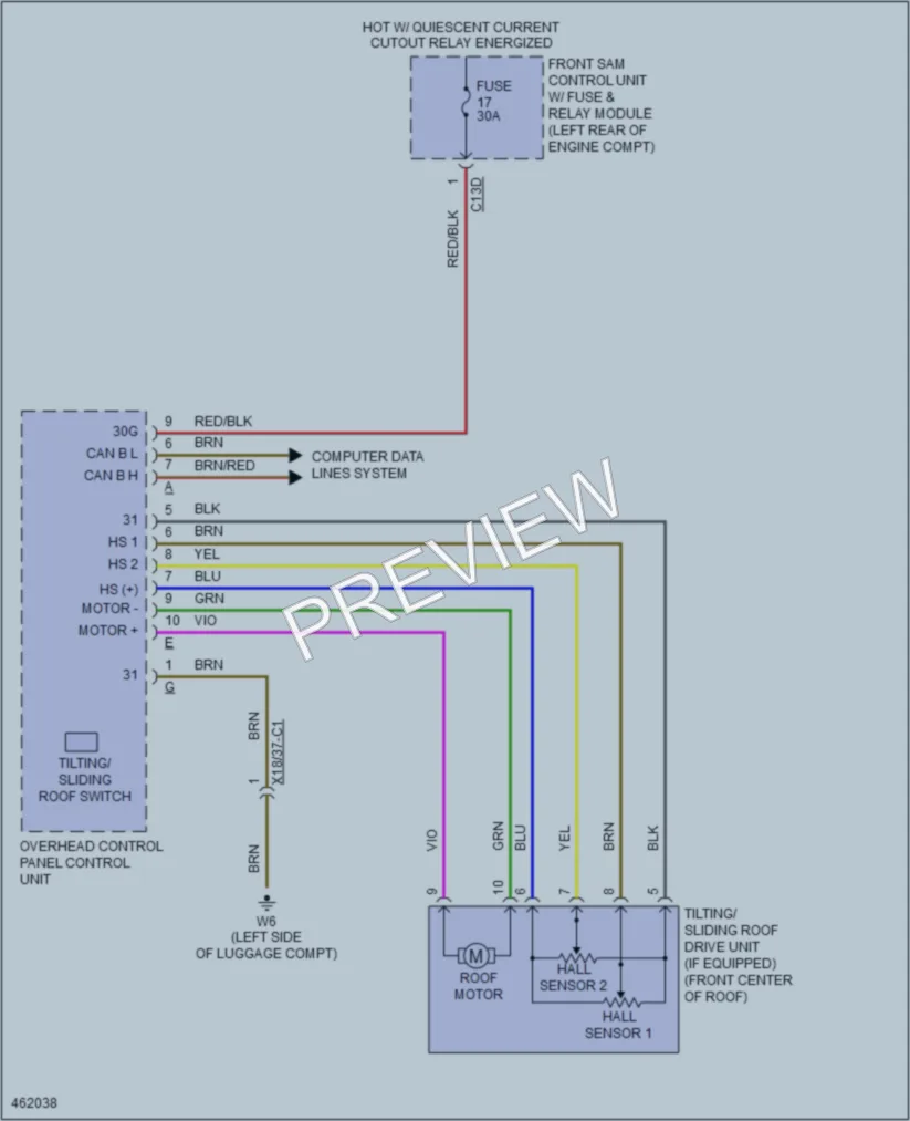 2015 MercedesBenz CLS400 Power Top Sunroof wiring diagram preview