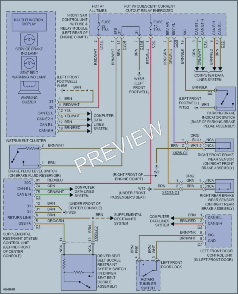 2015 MercedesBenz CLS550 Warning Systems wiring diagram preview