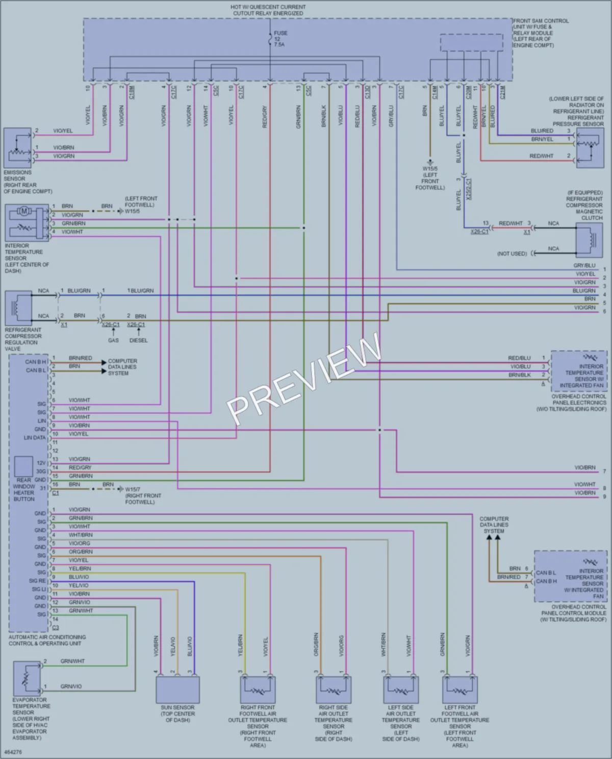 2015 MercedesBenz E250BLUETEC Air Conditioning wiring diagram preview