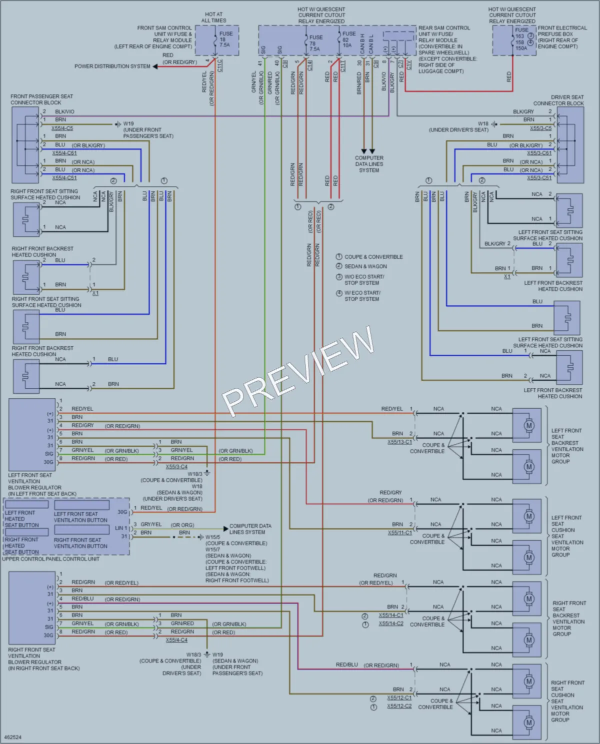 2015 MercedesBenz E250BLUETEC Power Seats wiring diagram preview