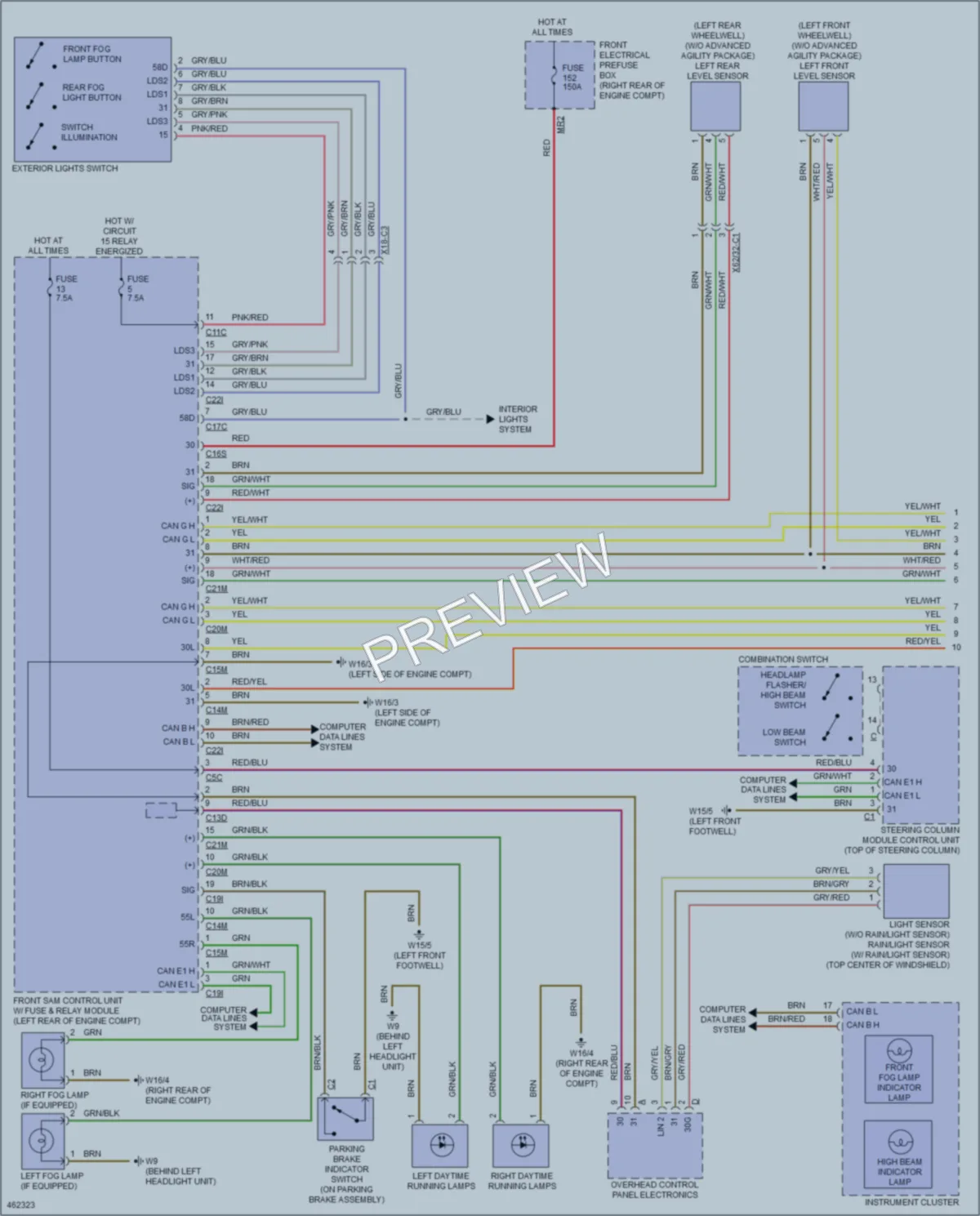 2015 MercedesBenz E400HYBRID Headlights wiring diagram preview