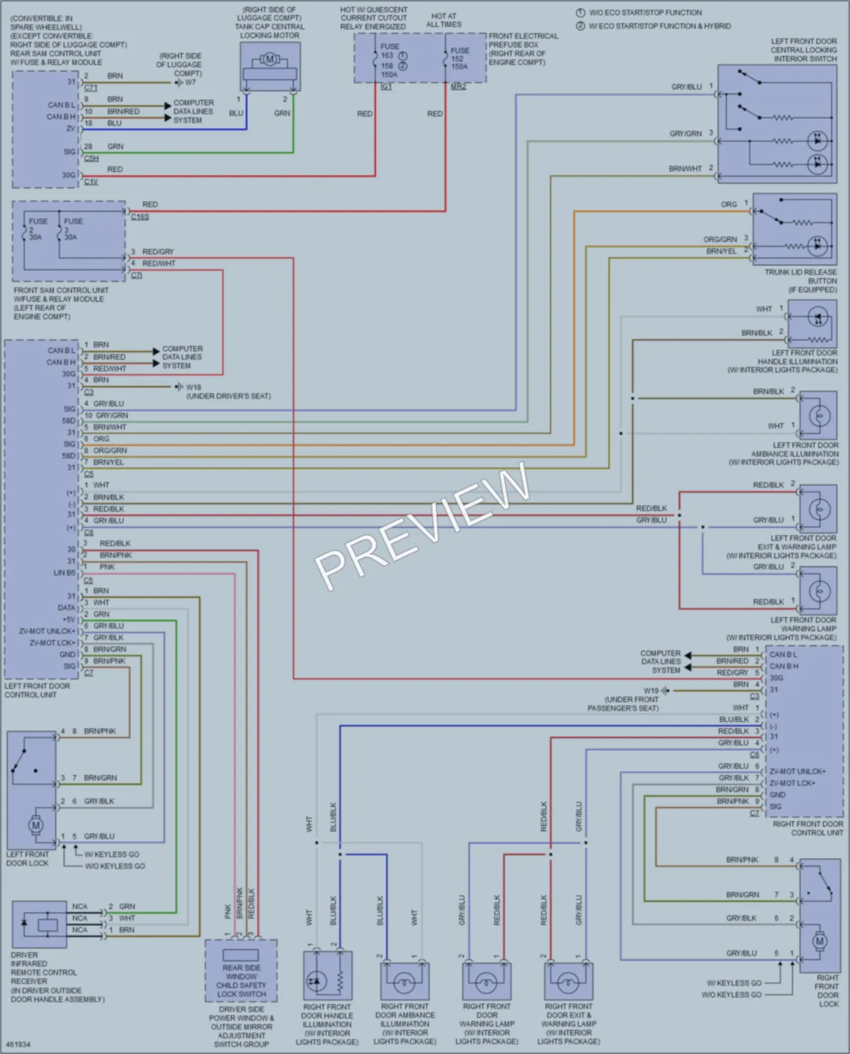 2015 MercedesBenz E400HYBRID Power Door Locks wiring diagram preview