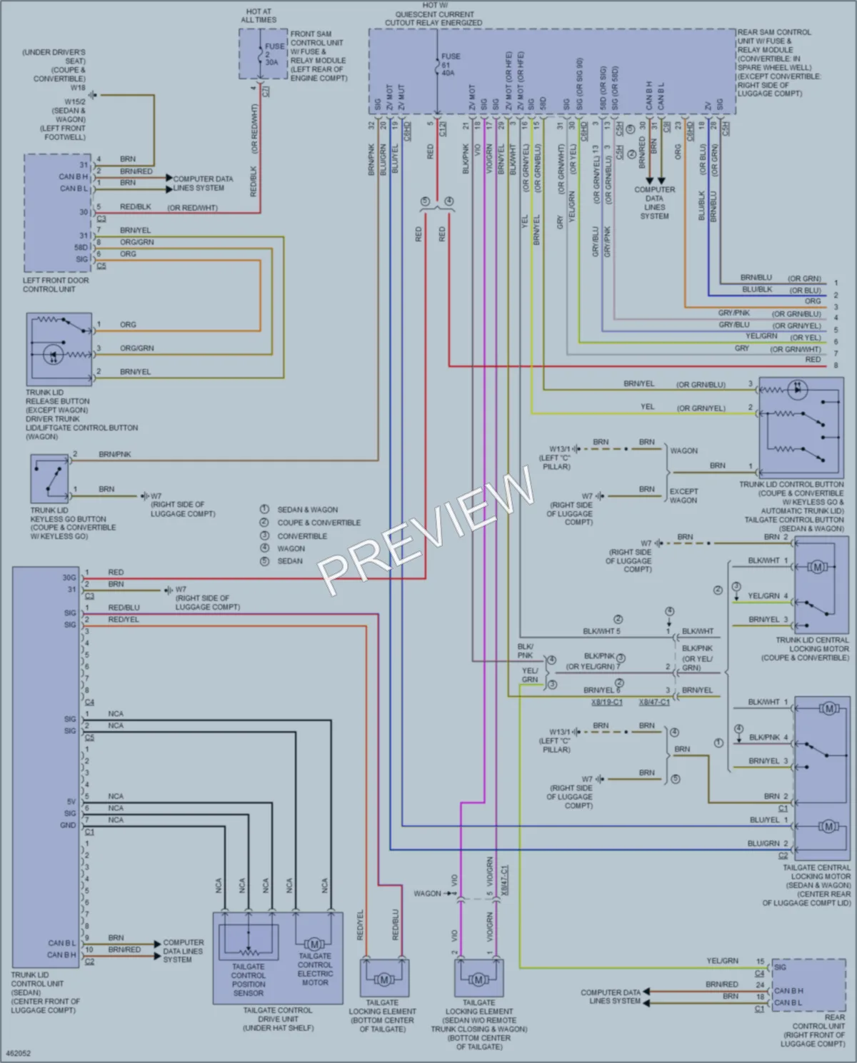 2015 MercedesBenz E400HYBRID Trunk Tailgate Fuel Door wiring diagram preview