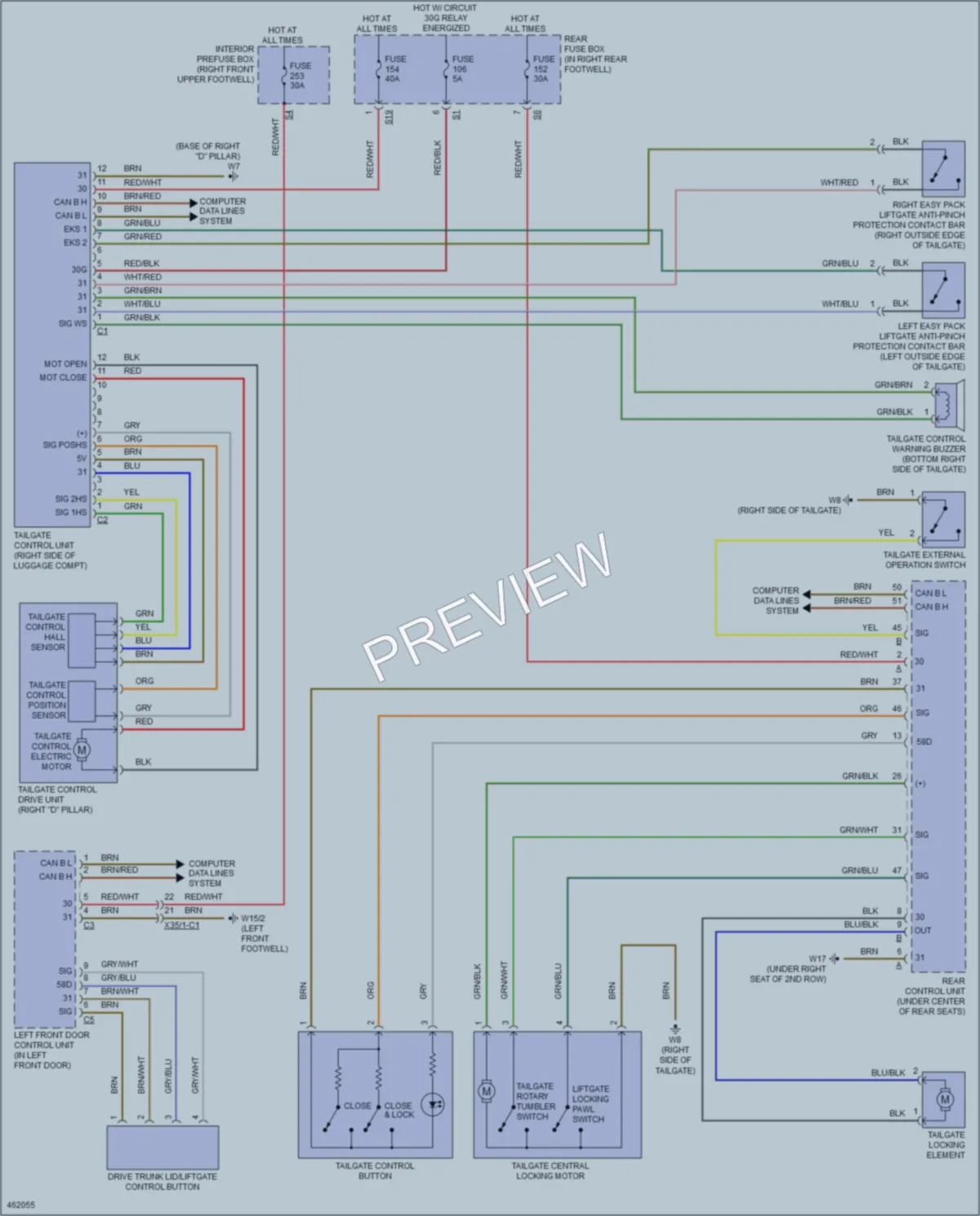 2015 MercedesBenz GL350BLUETEC Trunk Tailgate Fuel Door wiring diagram preview