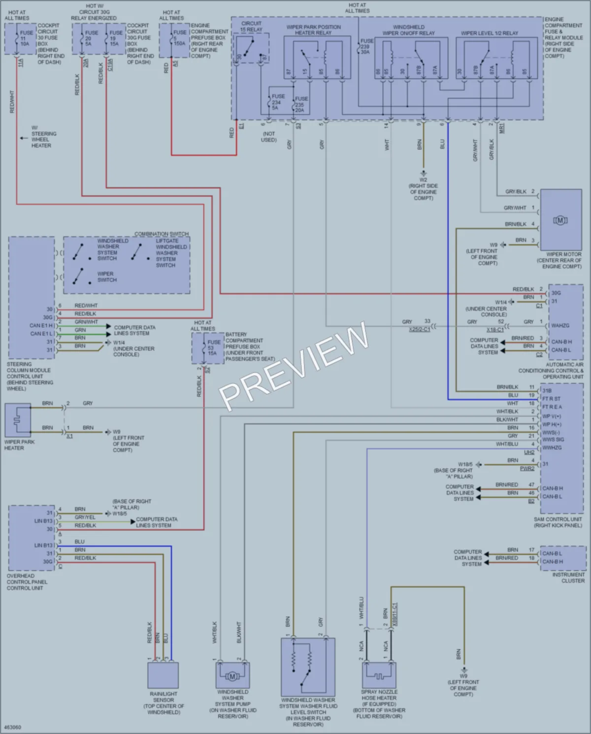 2015 MercedesBenz GL450 Wiper Washer wiring diagram preview