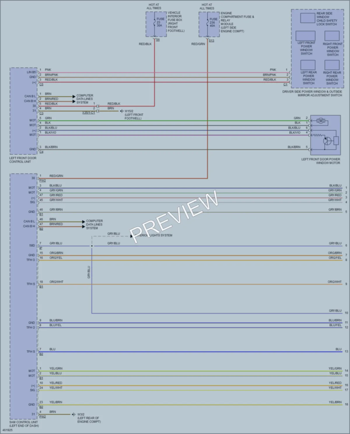 2015 MercedesBenz GLA250 Power Windows wiring diagram preview