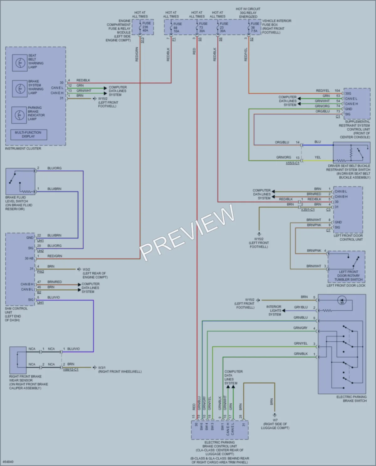 2015 MercedesBenz GLA250 Warning Systems wiring diagram preview