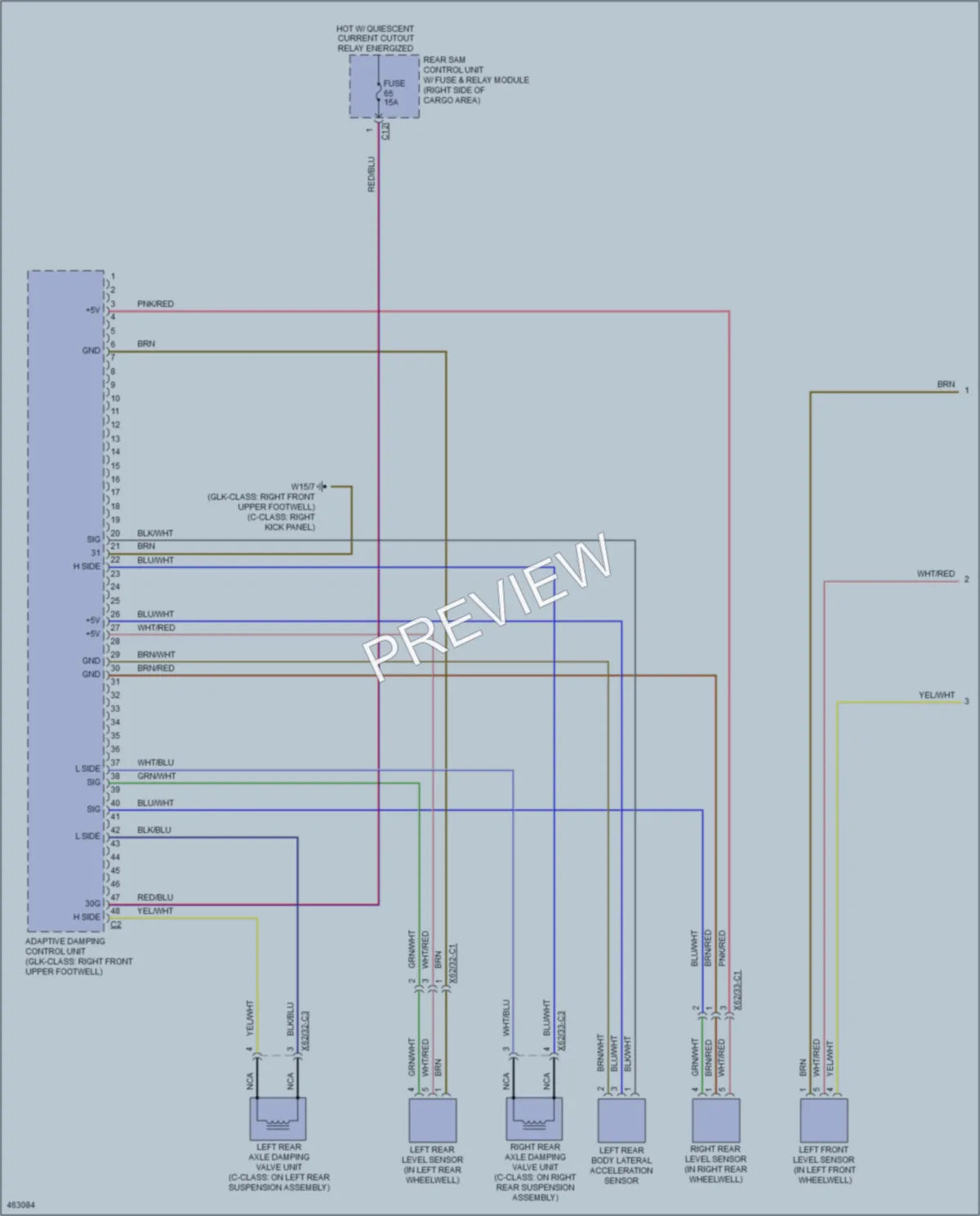 2015 MercedesBenz GLK250BLUETEC Electronic Suspension wiring diagram preview