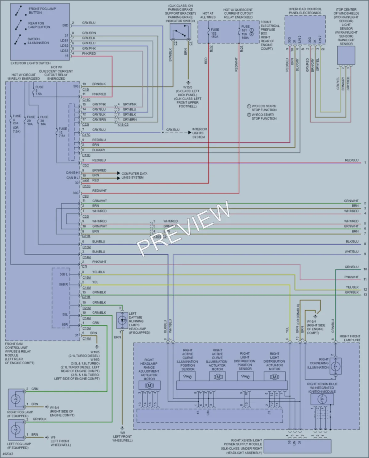 2015 MercedesBenz GLK250BLUETEC Headlights wiring diagram preview