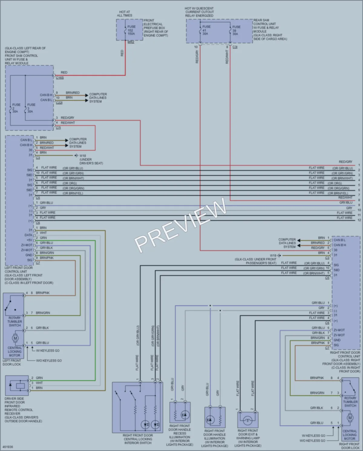 2015 MercedesBenz GLK250BLUETEC Power Door Locks wiring diagram preview