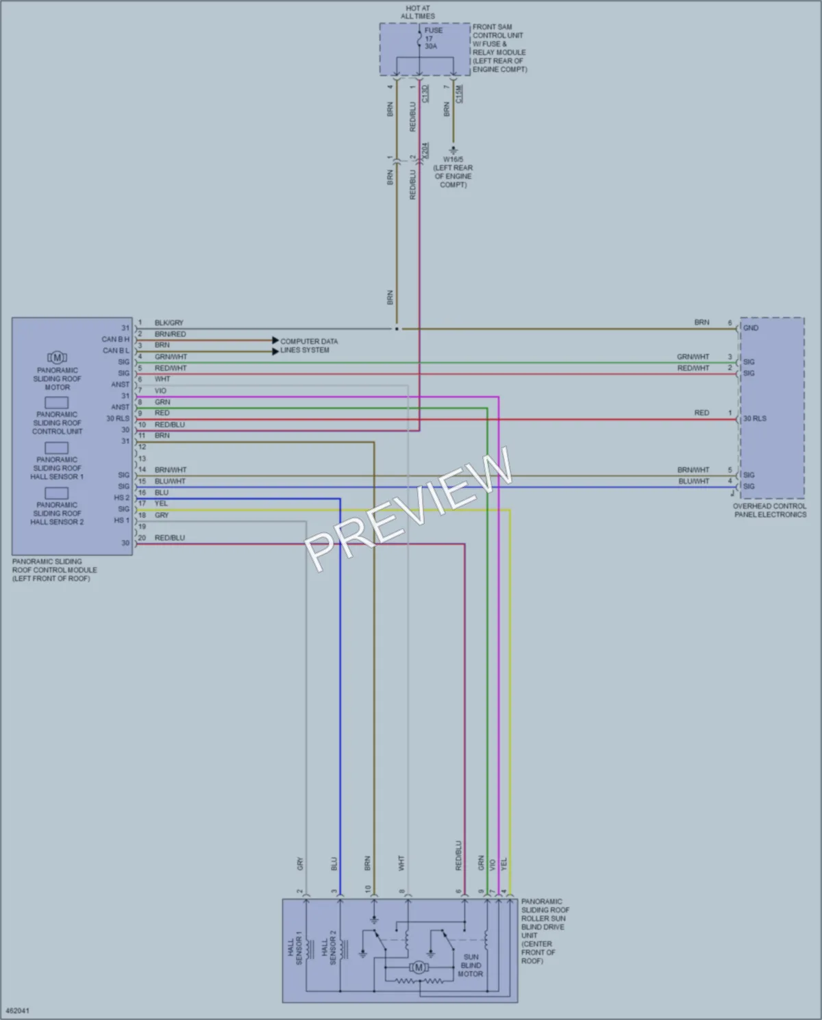 2015 MercedesBenz GLK250BLUETEC Power Top Sunroof wiring diagram preview