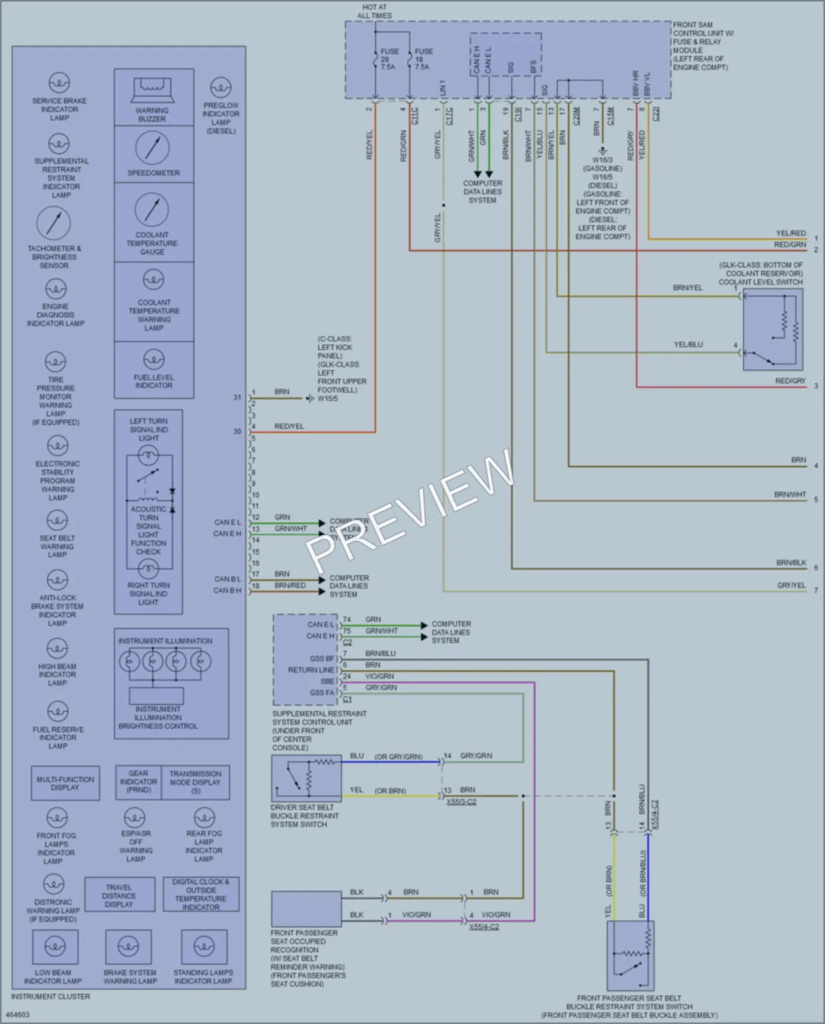 2015 MercedesBenz GLK350 Instrument Cluster wiring diagram preview