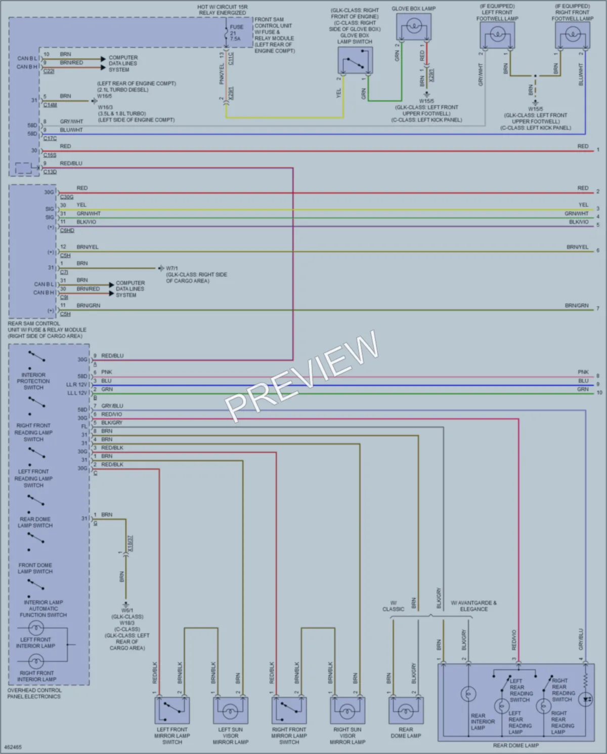 2015 MercedesBenz GLK350 Interior Lights wiring diagram preview
