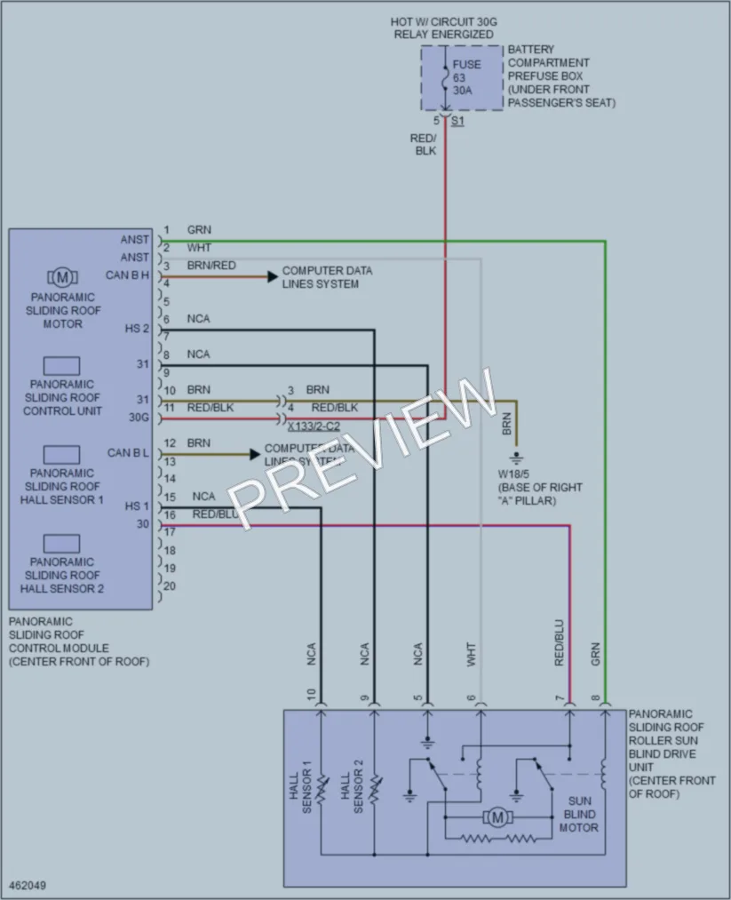 2015 MercedesBenz ML350 Power Top Sunroof wiring diagram preview