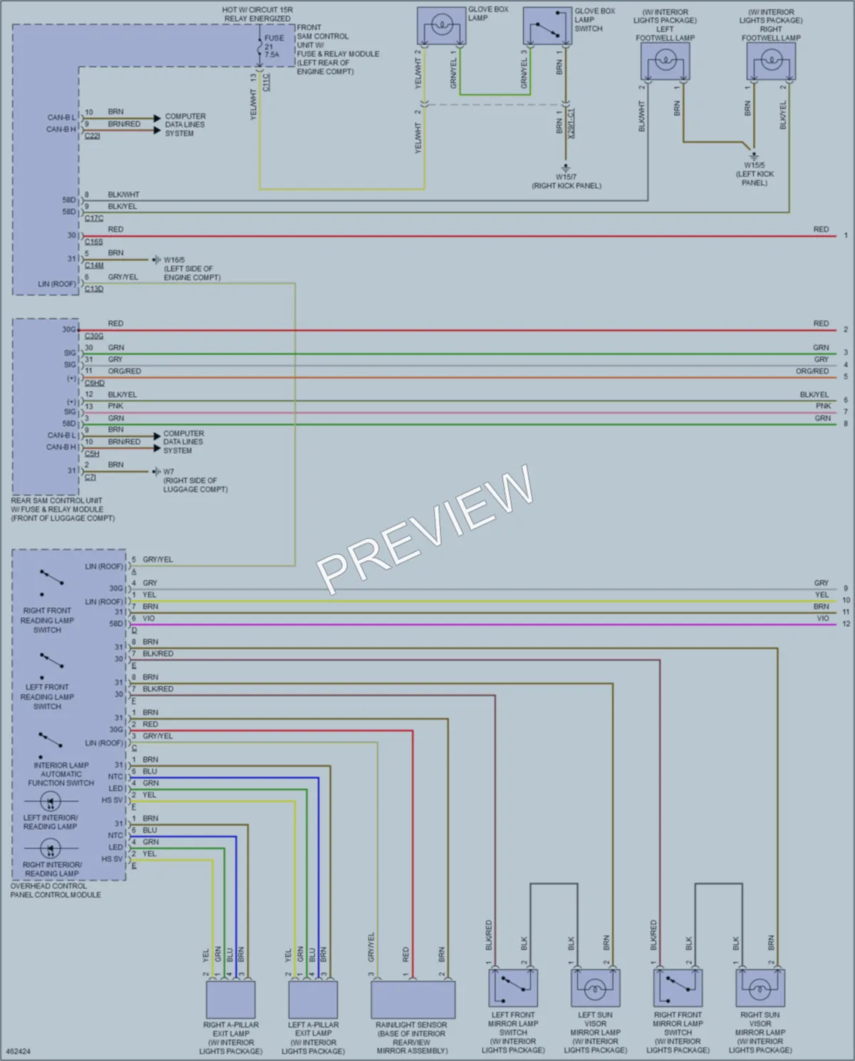 2015 MercedesBenz SLK250 Interior Lights wiring diagram preview