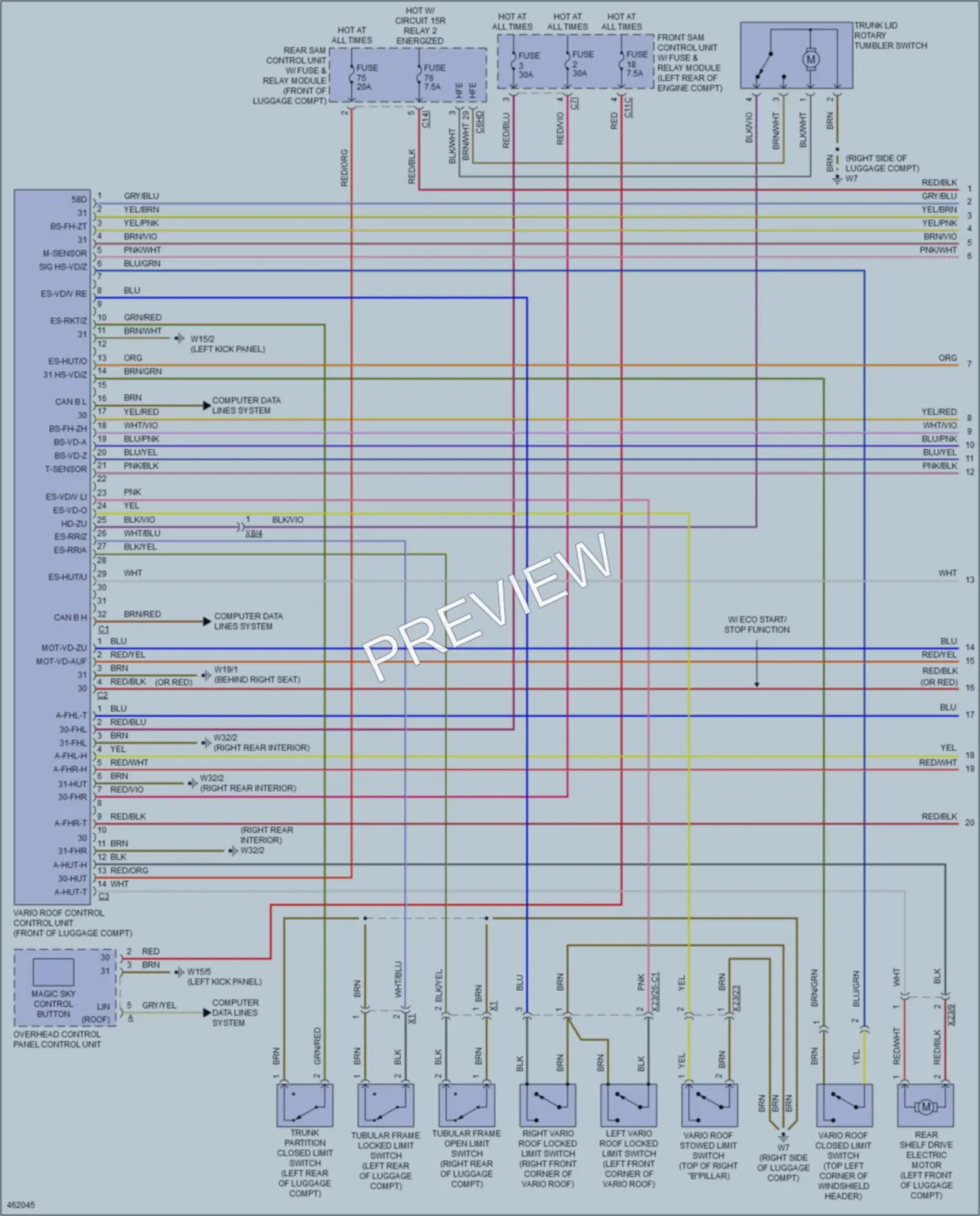 2015 MercedesBenz SLK250 Power Top Sunroof wiring diagram preview