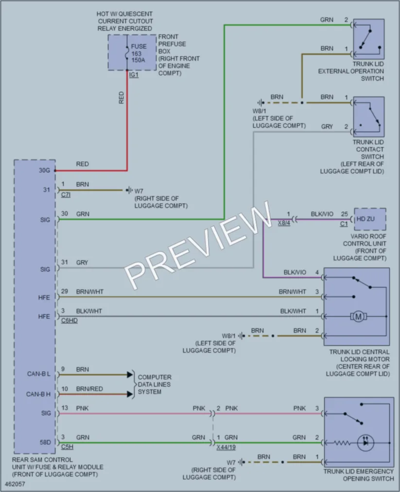2015 MercedesBenz SLK250 Trunk Tailgate Fuel Door wiring diagram preview