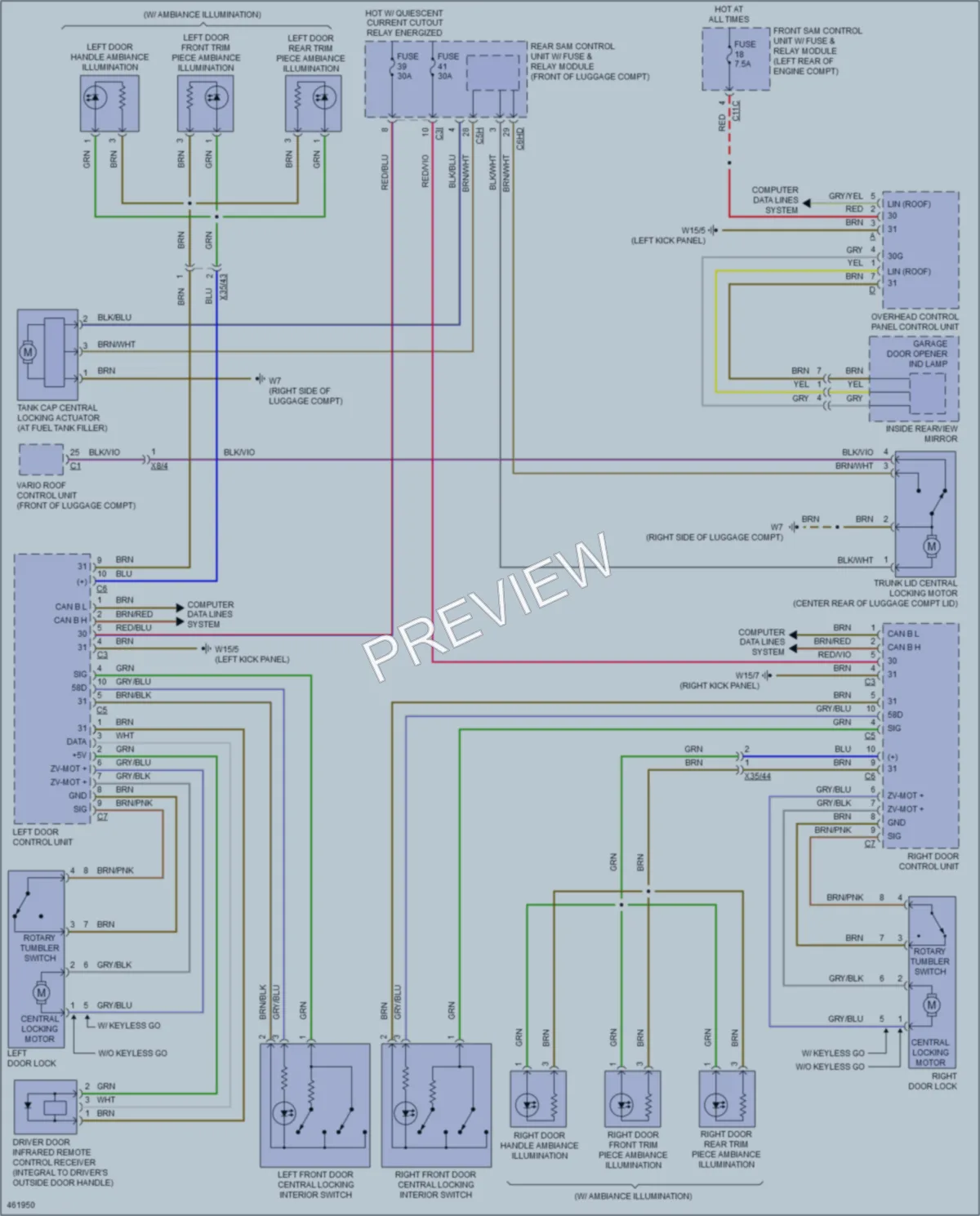 2015 MercedesBenz SLK350 Power Door Locks wiring diagram preview