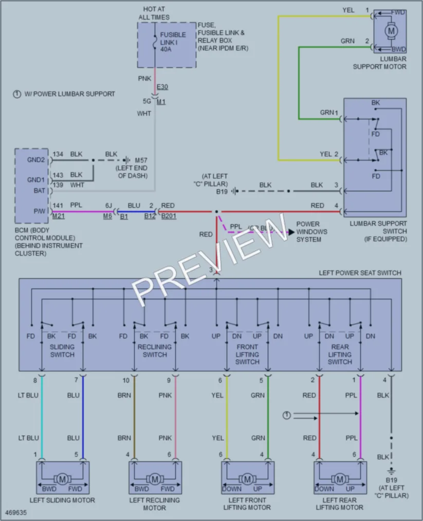 2015 Nissan Altima Power Seats wiring diagram preview