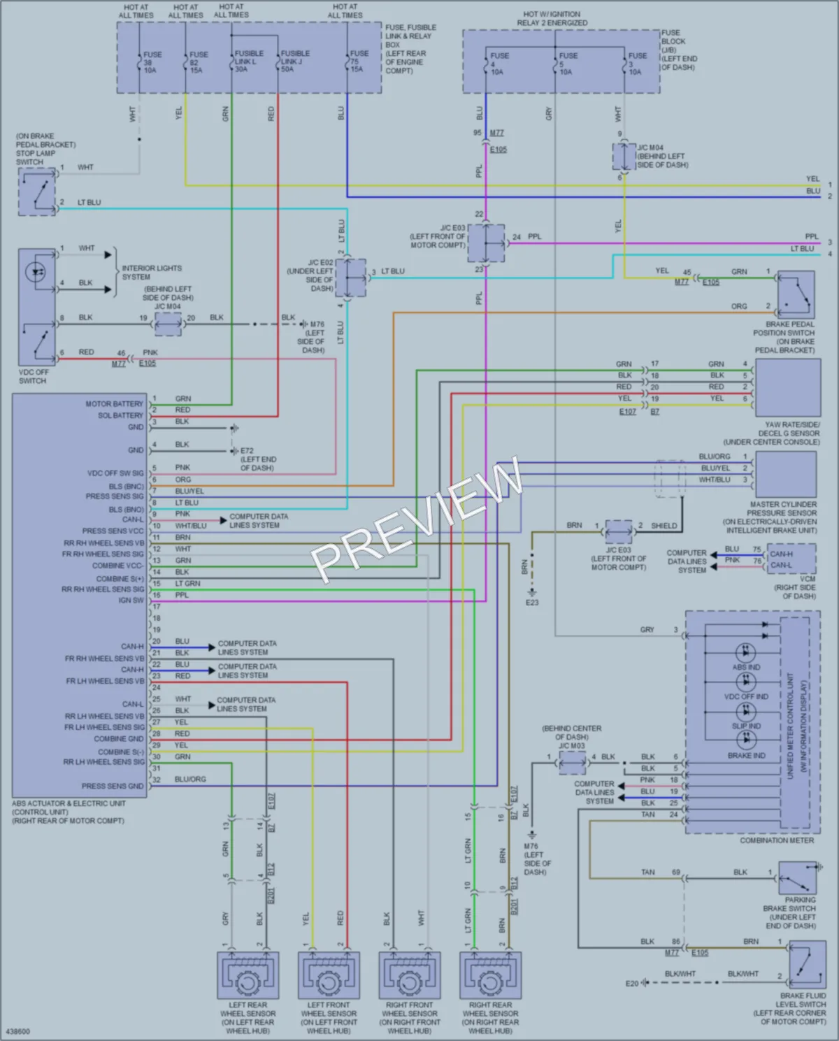 2015 Nissan LEAF Anti Lock Brakes wiring diagram preview