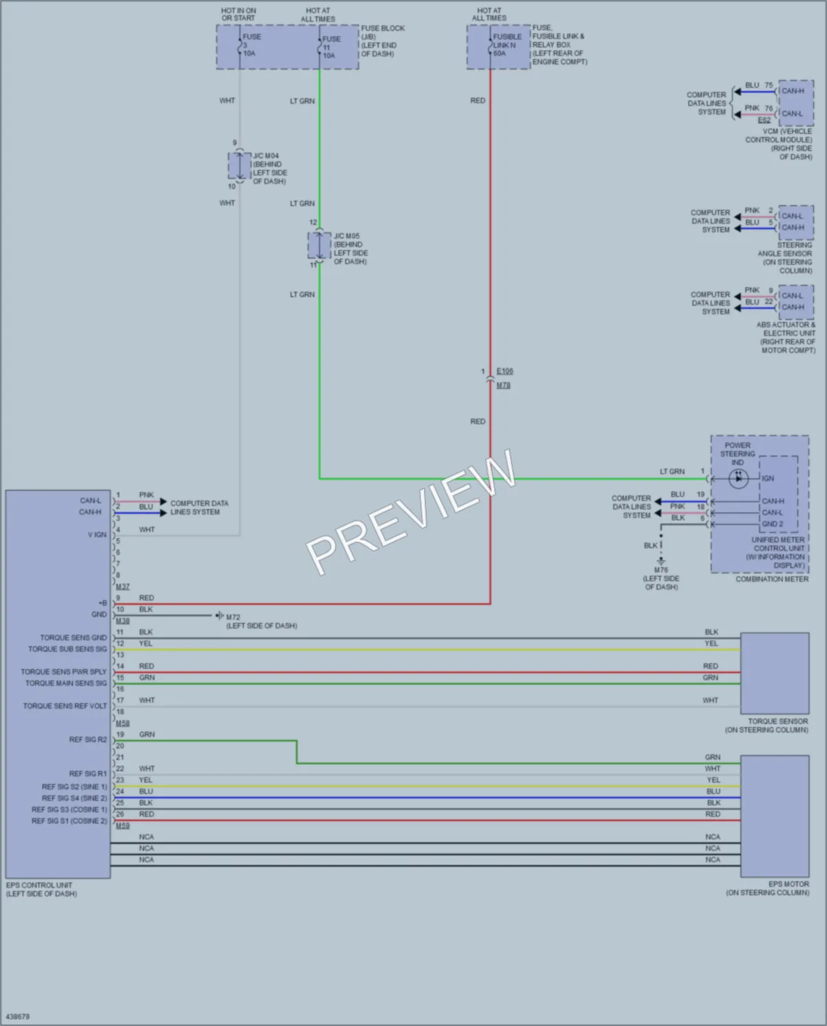 2015 Nissan LEAF Electronic Power Steering wiring diagram preview