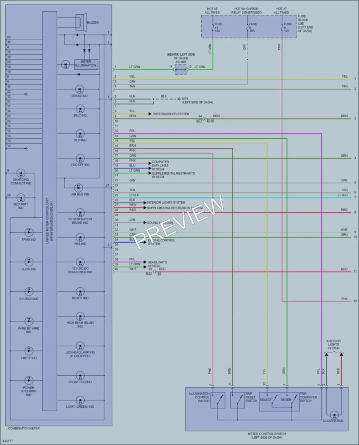 2015 Nissan LEAF Instrument Cluster wiring diagram preview