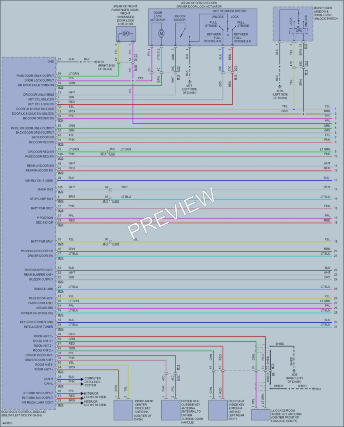 2015 Nissan LEAF Power Door Locks wiring diagram preview
