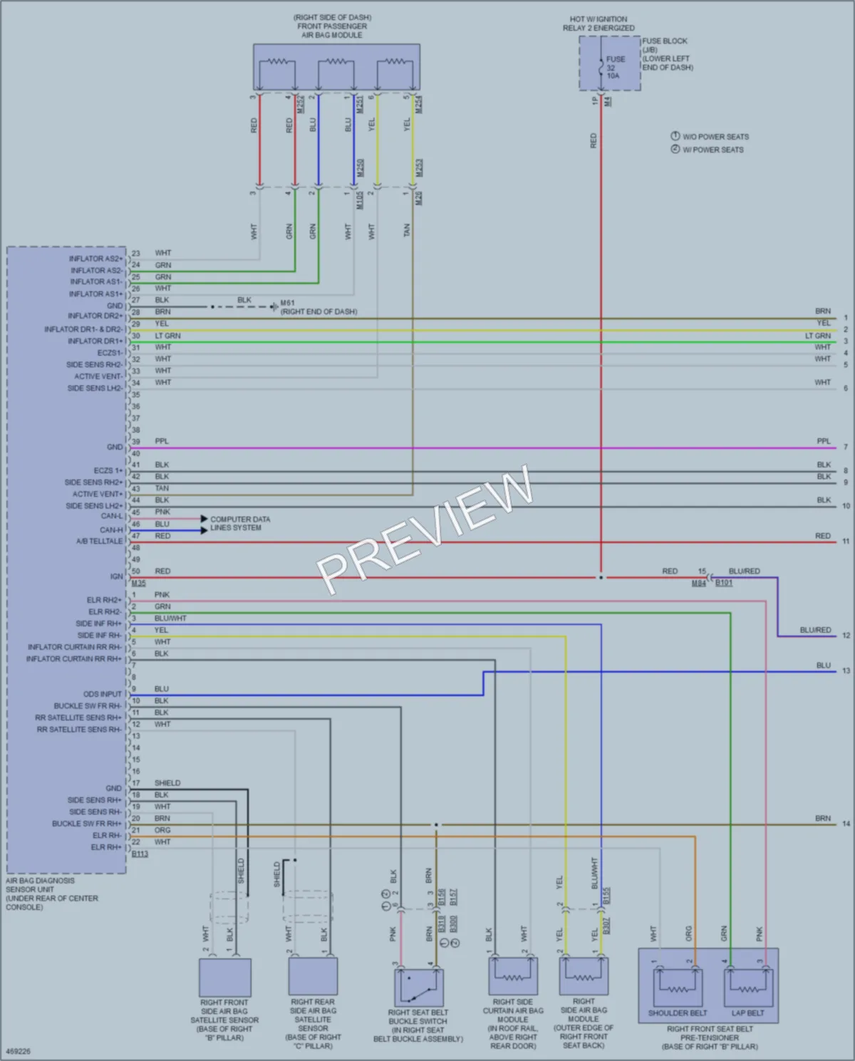 2015 Nissan Murano Supplemental Restraints wiring diagram preview