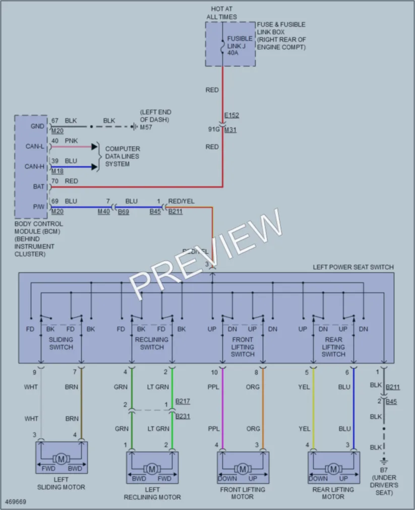 2015 Nissan NV2500HD Power Seats wiring diagram preview