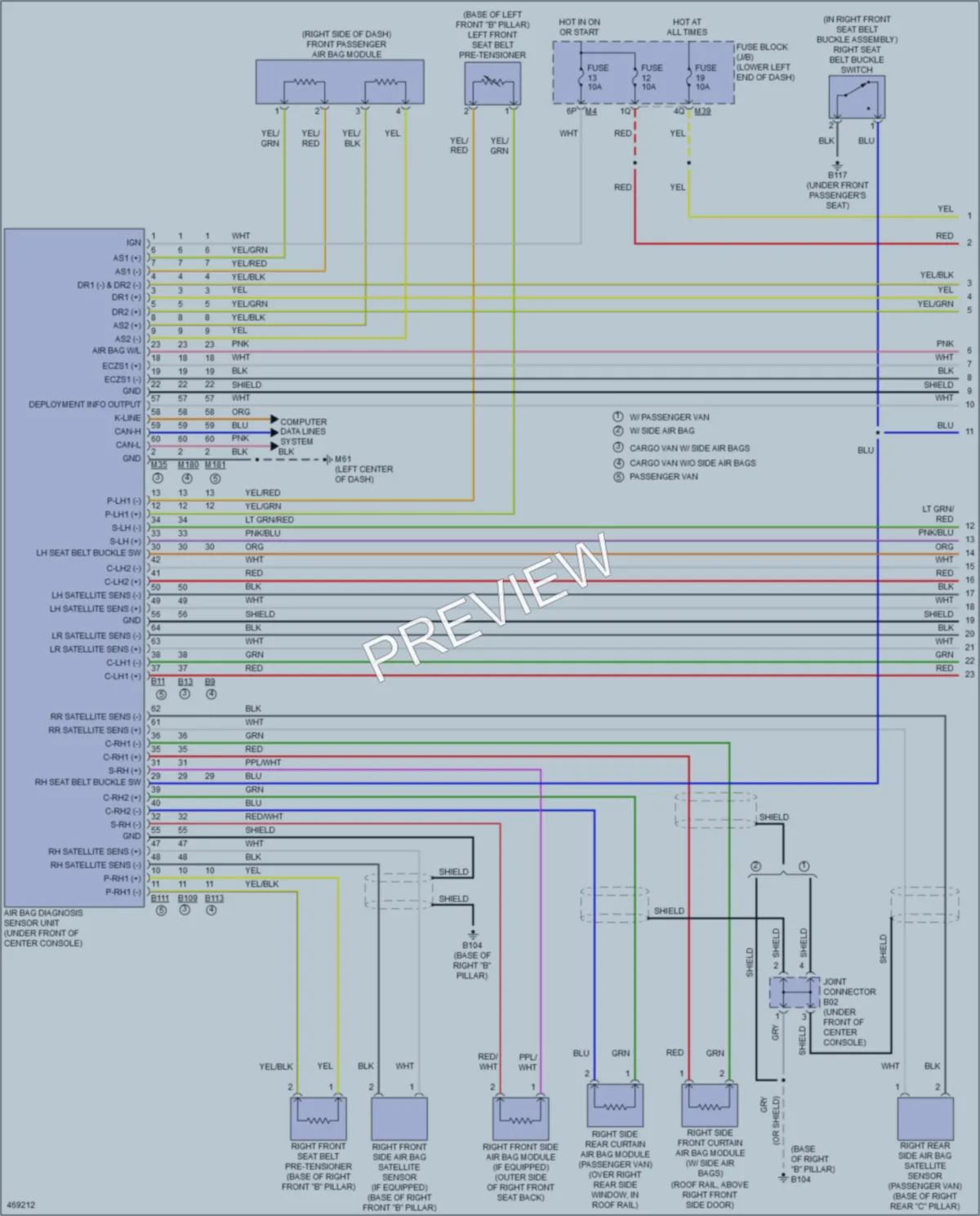 2015 Nissan NV2500HD Supplemental Restraints wiring diagram preview
