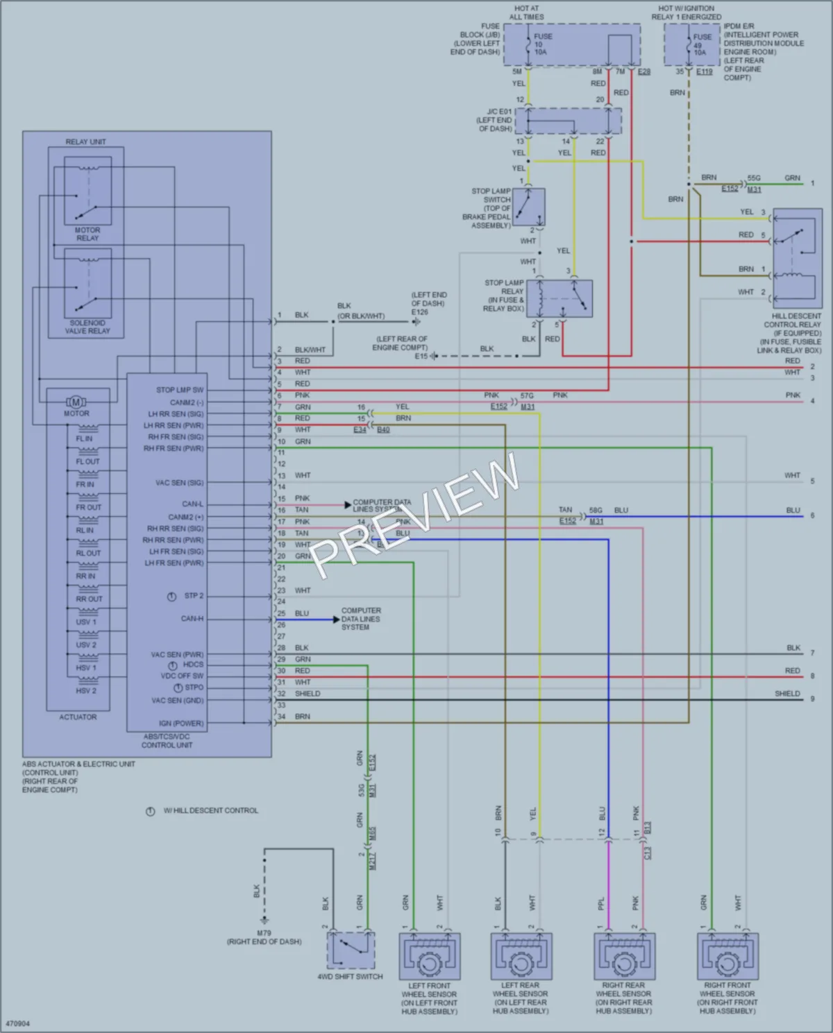 2015 Nissan Pathfinder Anti Lock Brakes wiring diagram preview
